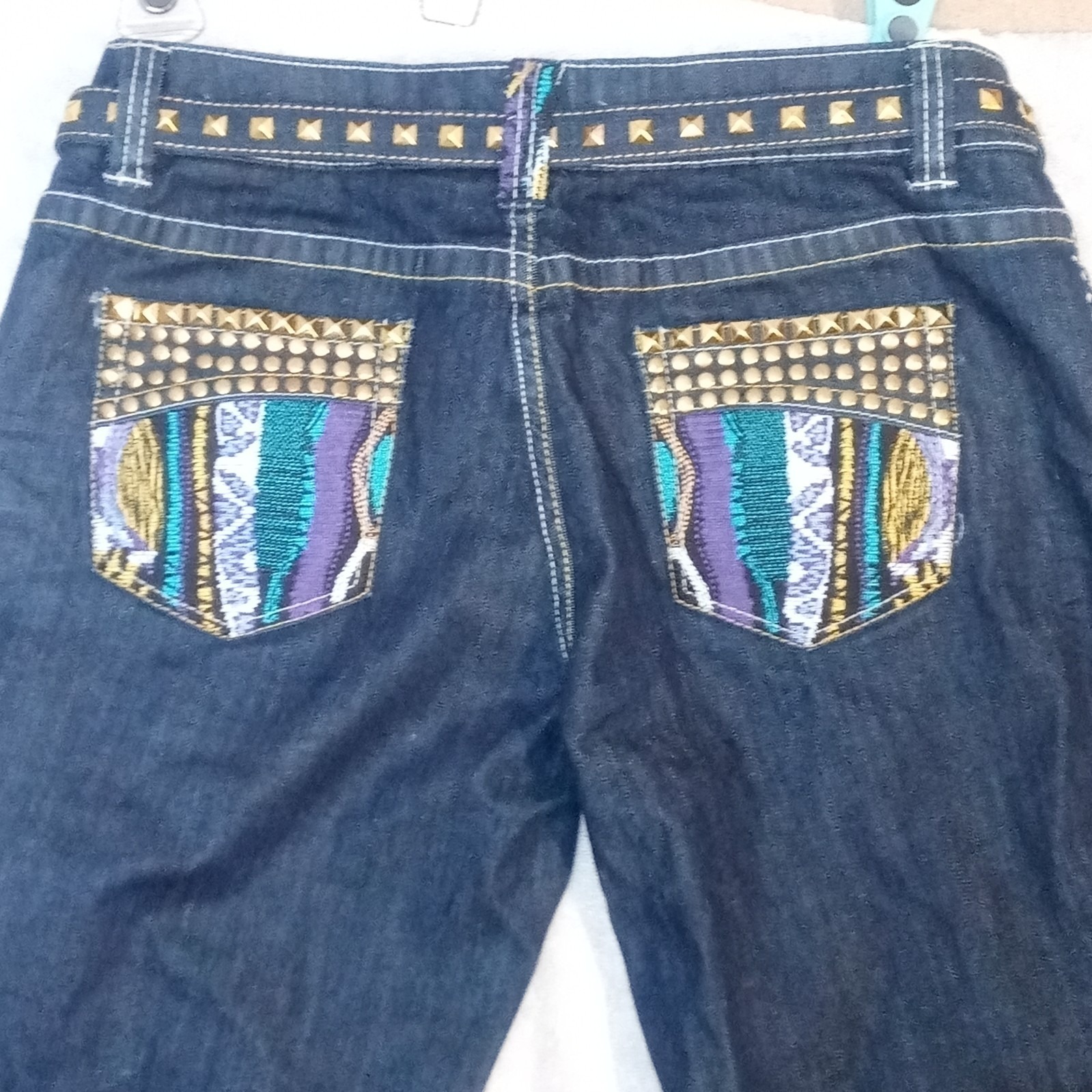 Coogi Size 15/16 Woman's Jeans Rivets Belted Dark Wash